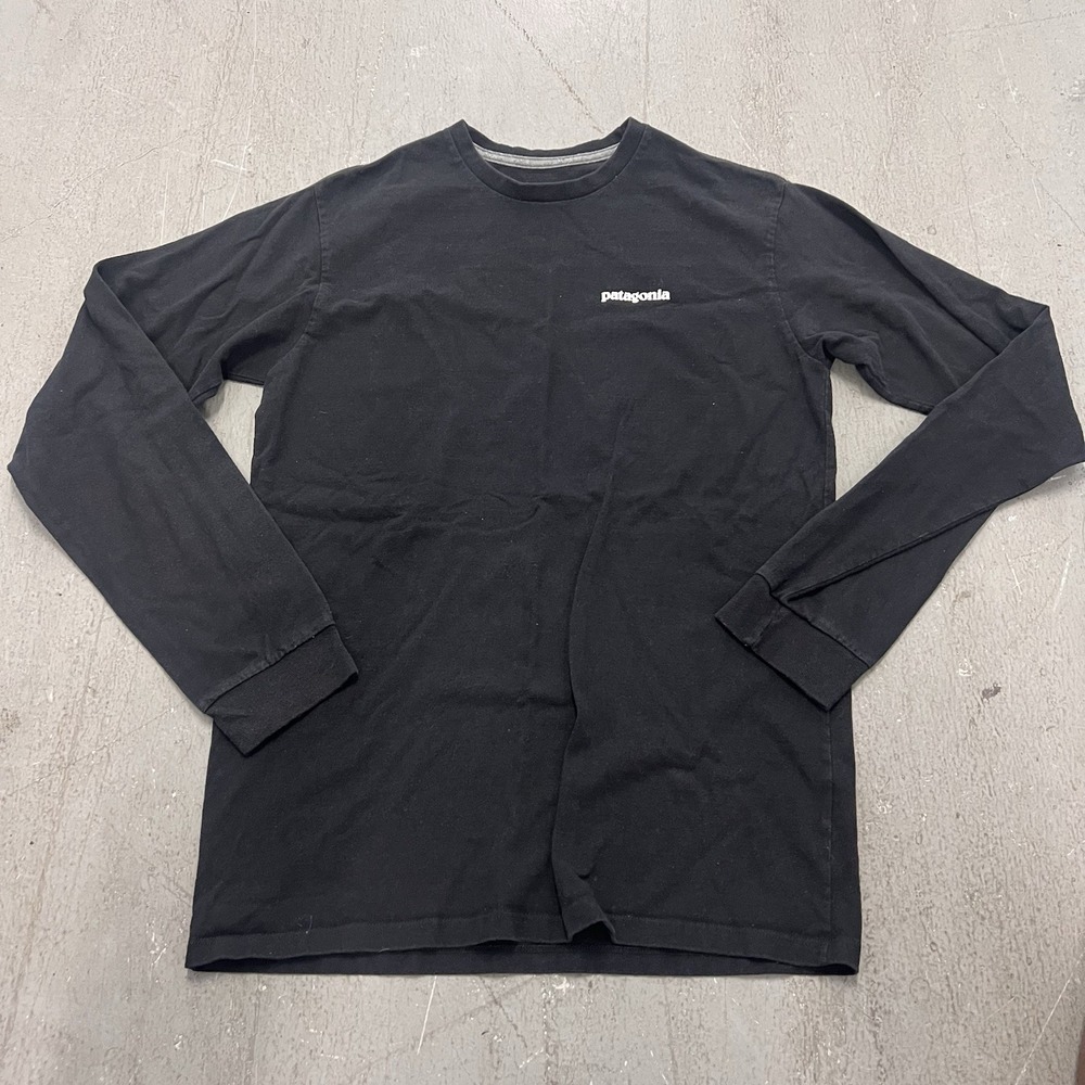 Patagonia Responsibili-Tee Long Sleeve T-Shirt Black Small Regular Fit P6 Logo